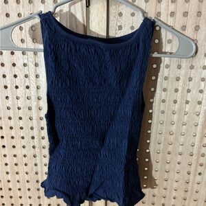 Stradivarius Navy Textured Tank Top